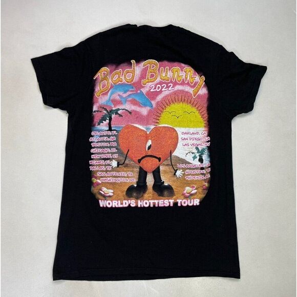 Bad Bunny World’s Hottest Tour 2022 Graphic T-shirt Women Small Black Music - Picture 3 of 6